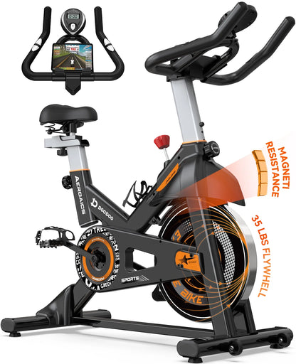 Exercise Bike Indoor Cycling Bike Magnetic Cycle Bicycle Adjustable Stationary Magnetic Resistance for Home Office Cardio Workout Machine Max Weight 330 Lbs