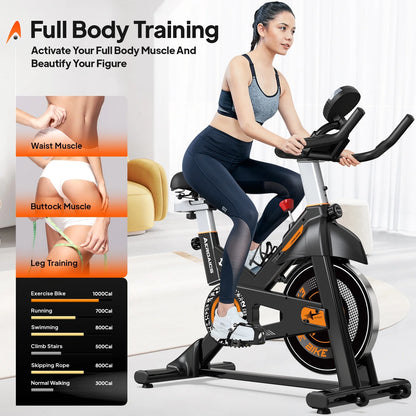 Exercise Bike Indoor Cycling Bike Magnetic Cycle Bicycle Adjustable Stationary Magnetic Resistance for Home Office Cardio Workout Machine Max Weight 330 Lbs