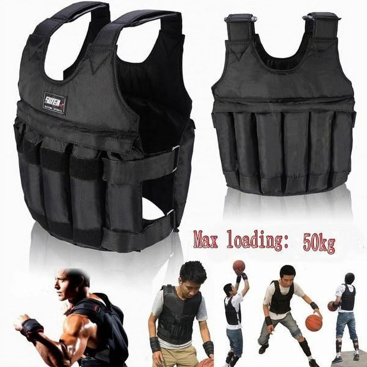 Weighted Vest for Men Workout - Adjustable Weight Vests 20Lbs/ 30Lbs/ 40Lbs/ 50Lbs/ 100Lbs Max Loading 110Lbs Workout Equipment