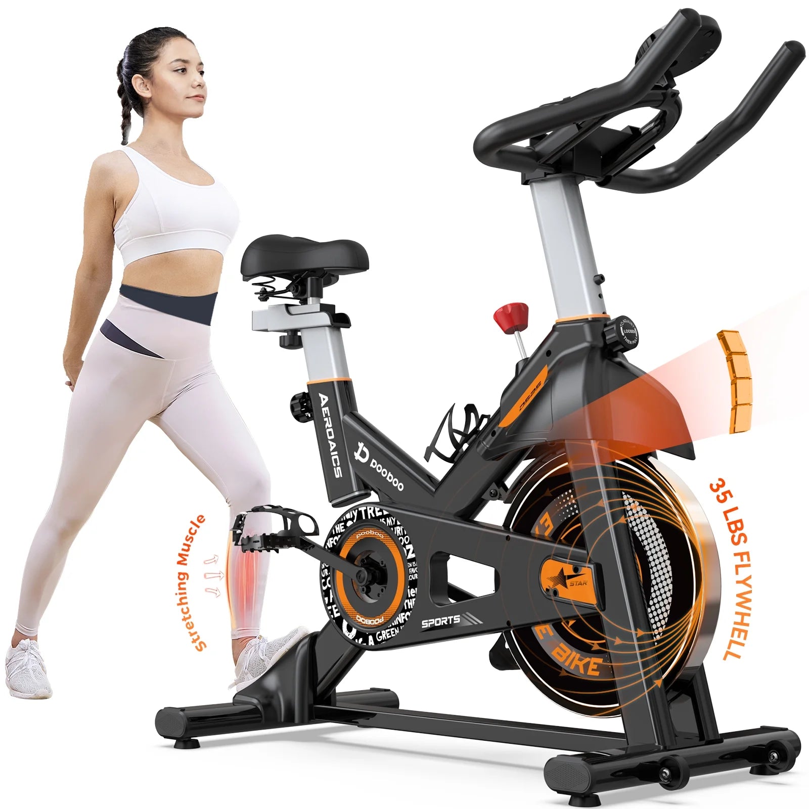 Exercise Bike Indoor Cycling Bike Magnetic Cycle Bicycle Adjustable Stationary Magnetic Resistance for Home Office Cardio Workout Machine Max Weight 330 Lbs